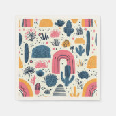 Boho woestijn met cactus en regenbogen servet (Voorkant)