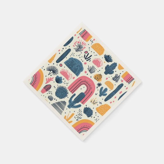 Boho woestijn met cactus en regenbogen servet (Hoek)