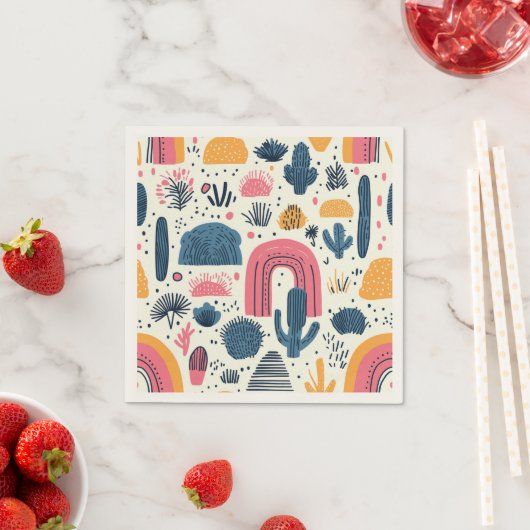 Boho woestijn met cactus en regenbogen servet (Insitu)