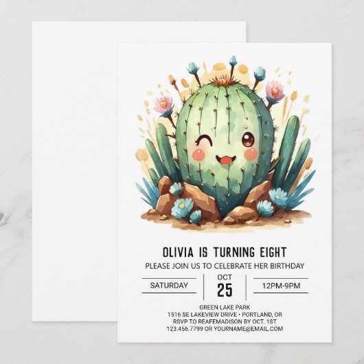 Boho woestijn online cactus jongen verjaardag kaart (Voorkant / Achterkant)