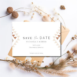 Boho woestijn roest terracotta bruiloft foto save the date