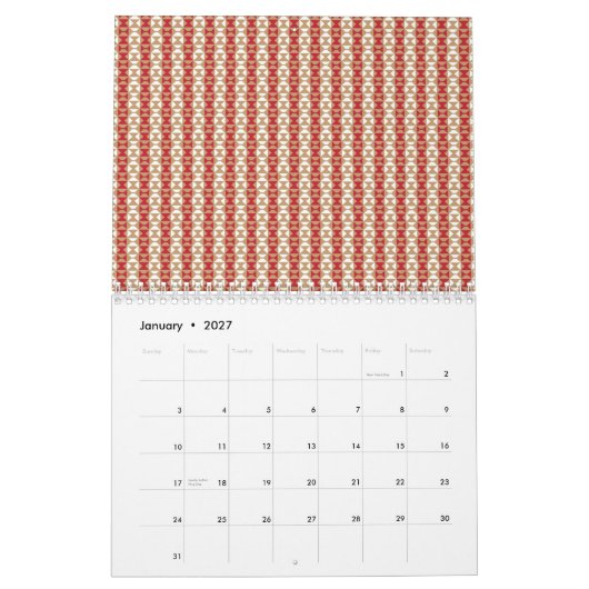 Boho woestijn streeppatroon ontwerp kalender (Jan 2027)