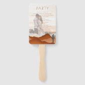 Boho woestijn terracotta bruiloft foto programma handwaaier (Achterkant)