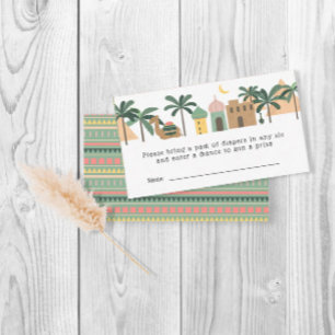 Boho woestijn thema kameel Baby shower luier Raffl Informatiekaartje