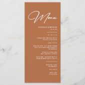 Boho woestijn verbrande Sinaasappel bruiloft Menu (Voorkant)