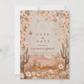 Boho Woestijn Zonsondergang Cactus Bruiloft Save The Date (Voorkant)
