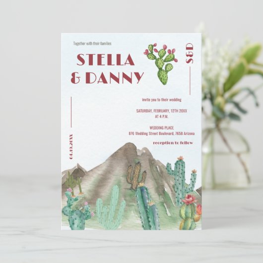 Boho woestijncactus Arizona Bestemming Kaart (Staand voorkant)