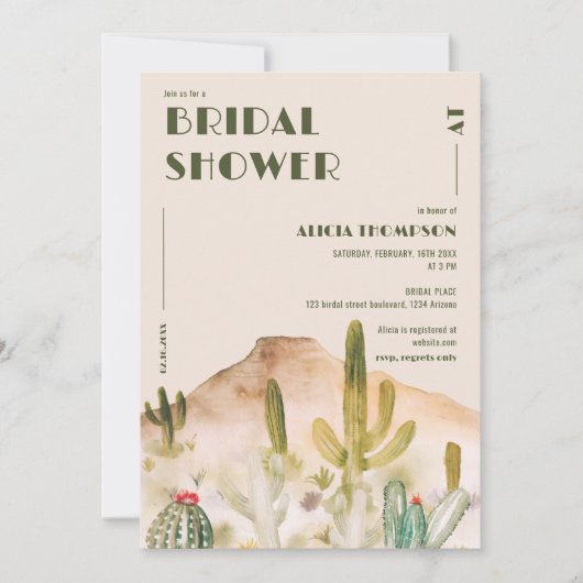 Boho woestijncactus Arizona bruidsdouche Kaart (Voorkant)