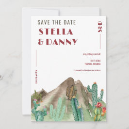 Boho woestijncactus Arizona destination wedding Save The Date