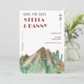 Boho woestijncactus Arizona destination wedding Save The Date (Staand voorkant)