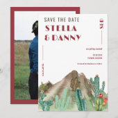 Boho woestijncactus Arizona destination wedding Save The Date (Voorkant / Achterkant)