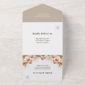 Boho-woestijnflorale lijst aardtonen all in one uitnodiging (Buitenkant)