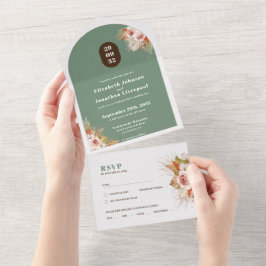 Boho-woestijnflorale lijst all in one uitnodiging