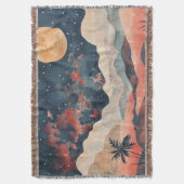 Boho Woestijnmaan Indigo Koper Hemellandschap Deken (Voorkant Verticaal)