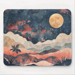 Boho woestijnmaan Indigo koperen hemellandschap Muismat