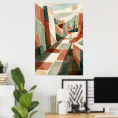 Boho woestijnpad zonsondergang, geometrische bogen poster (Thuiskantoor)