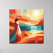 Boho woestijnvrouw abstracte zonsondergang canvasp canvas afdruk (Voorkant)