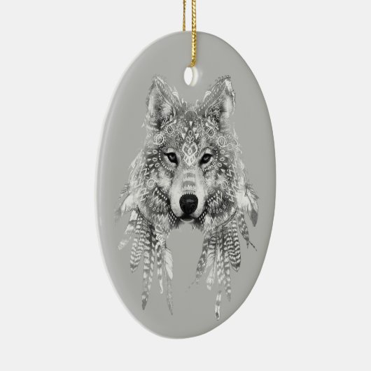 Boho Wolf  Keramisch Ornament (Rechts)