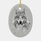 Boho Wolf Keramisch Ornament (Voorkant)