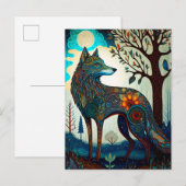 Boho Wolf Surreal Wildlife Art Briefkaart (Voorkant / Achterkant)