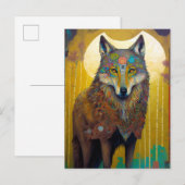 Boho Wolf Surreal Wildlife Art Briefkaart (Voorkant / Achterkant)