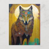 Boho Wolf Surreal Wildlife Art Briefkaart (Voorkant)