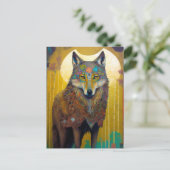 Boho Wolf Surreal Wildlife Art Briefkaart (Staand voorkant)