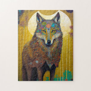 Boho Wolf Surreal Wildlife Art Legpuzzel