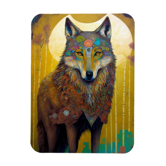 Boho Wolf Surreal Wildlife Art Magneet (Verticaal)