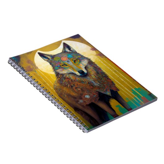 Boho Wolf Surreal Wildlife Art Notitieboek (Rechterzijde)