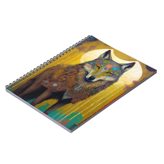 Boho Wolf Surreal Wildlife Art Notitieboek (Linkerzijde)