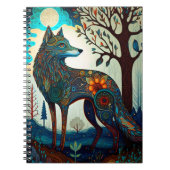 Boho Wolf Surreal Wildlife Art Notitieboek (Voorkant)