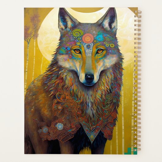 Boho Wolf Surreal Wildlife Art Planner (Achterkant)