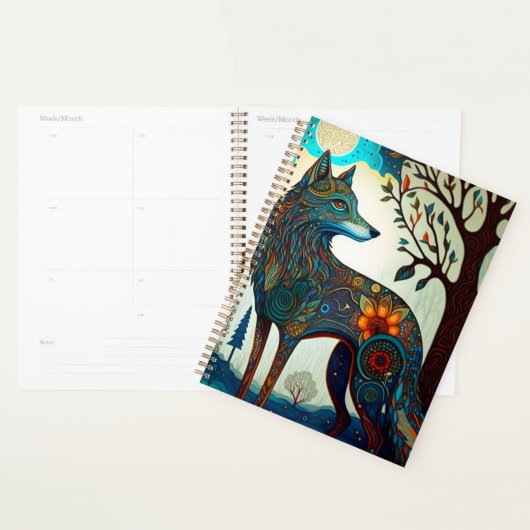 Boho Wolf Surreal Wildlife Art Planner (Display)
