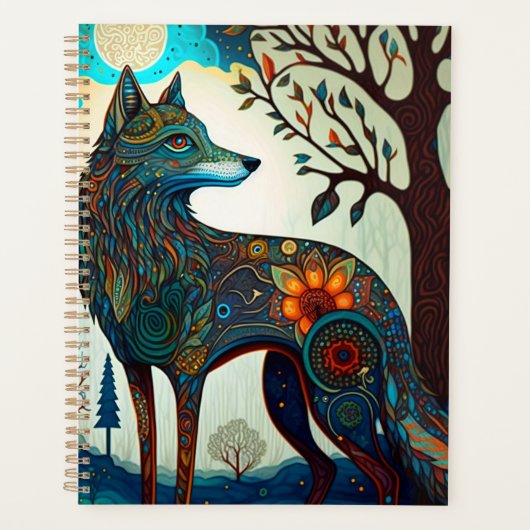Boho Wolf Surreal Wildlife Art Planner (Voorkant)