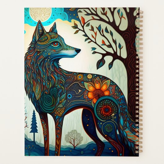 Boho Wolf Surreal Wildlife Art Planner (Achterkant)