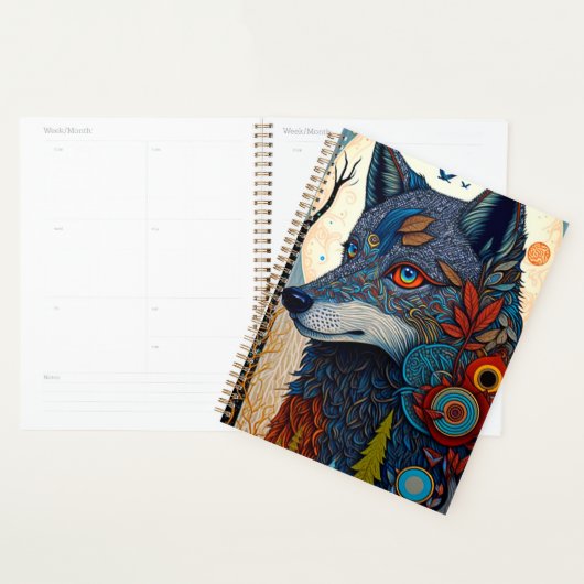 Boho Wolf Surreal Wildlife Art Planner (Display)