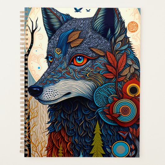 Boho Wolf Surreal Wildlife Art Planner (Voorkant)