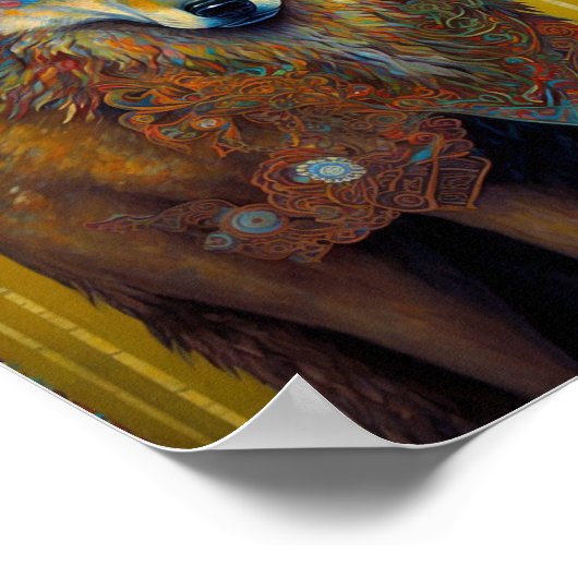 Boho Wolf Surreal Wildlife Art Poster (Hoek)