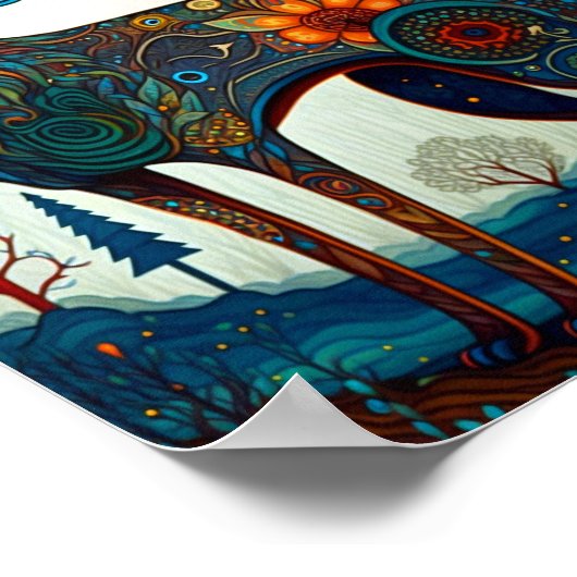 Boho Wolf Surreal Wildlife Art Poster (Hoek)