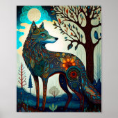 Boho Wolf Surreal Wildlife Art Poster (Voorkant)