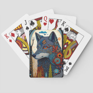 Boho Wolf Surreal Wildlife Art-speelkaarten Pokerkaarten