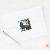 Boho Wolf Surreal Wildlife Art Square Sticker (Envelop)