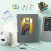 Boho Wolf Surreal Wildlife Art Sticker (iPad Cover)