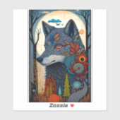 Boho Wolf Surreal Wildlife Art Sticker (Vel)