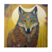 Boho Wolf Surreal Wildlife Art Tegeltje (Voorkant)