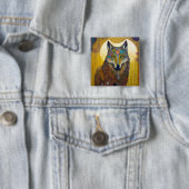 Boho Wolf Surreal Wildlife Art Vierkante Button 5,1 Cm (In situ)