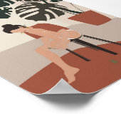 Boho Woman en Monstera Planten Summer Mode Poster (Hoek)