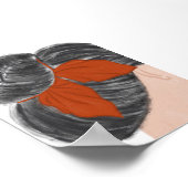 Boho Woman Hair Bun Wall Art Print Minimalistisch (Hoek)