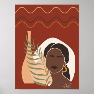 Boho Woman Illustration, Earthy Tones Poster